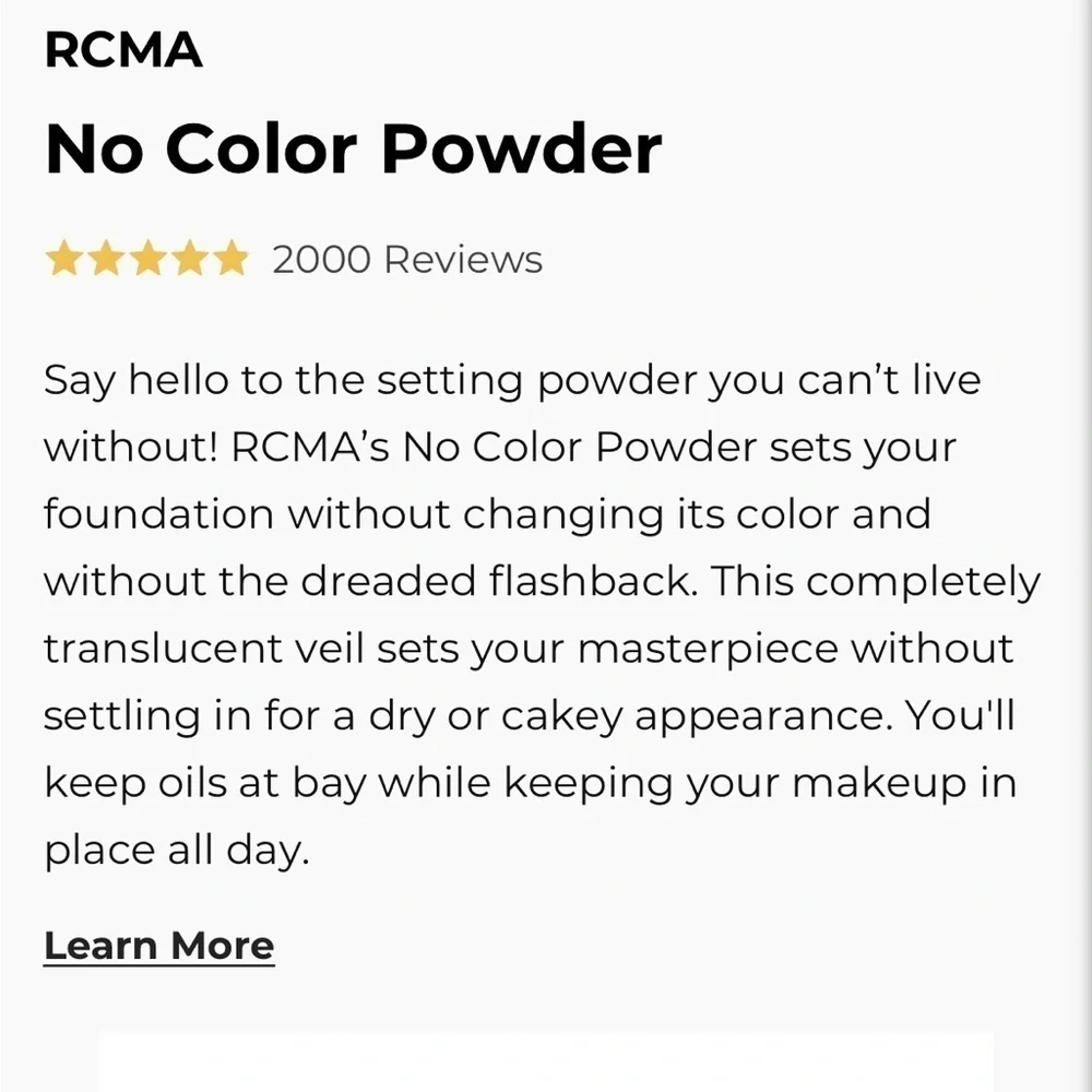 🖤5/$25 Setting powder 3 oz translucent photography large bottle RCMA